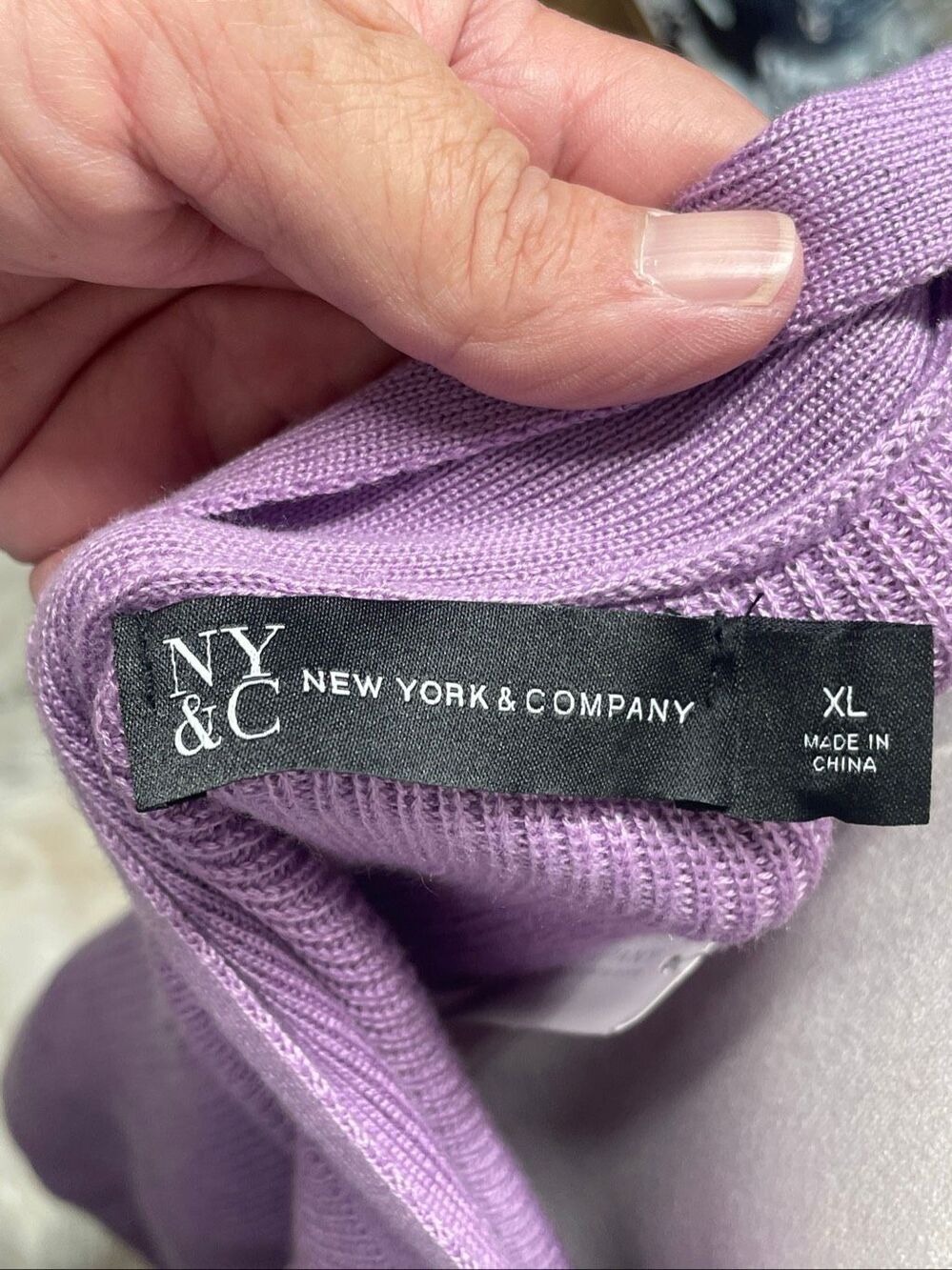 NWT New York & Company XL Lavender One Shoulder Bow Tie Knit Sweater Top - Picture 6 of 8